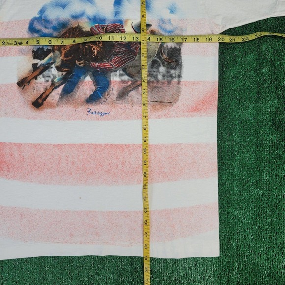 Vintage Rodeo Cowboy Shirt Size Large Single Stitch Made In USA Cattle AOP 90s - Picture 9 of 9